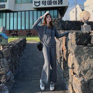 Set: Hooded Zip Jacket + Wide-leg Sweatpants