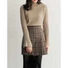 Pleated-trim Checked Skirt