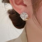 Square Rhinestone Alloy Earring 1 Pair - Gold & Transparent - One Size