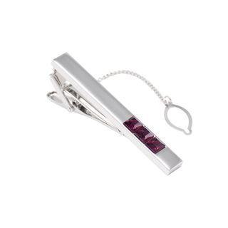Fashion Simple Geometric Stripe Tie Clip With Purple Austrian Element Crystal Silver - One Size
