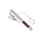 Fashion Simple Geometric Stripe Tie Clip With Purple Austrian Element Crystal Silver - One Size