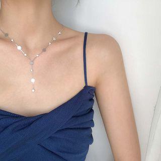 Metal Rhinestone Y Pendant Necklace Y Shape Necklace - One Size