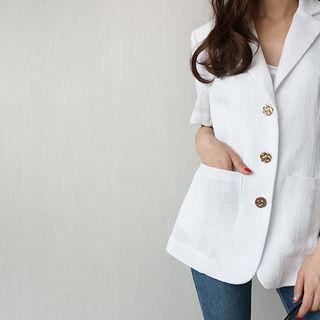 Padded-shoulder Notched-lapel Jacket