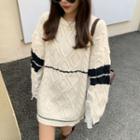 Cable-knit Loose-fit Sweater Off-white - One Size