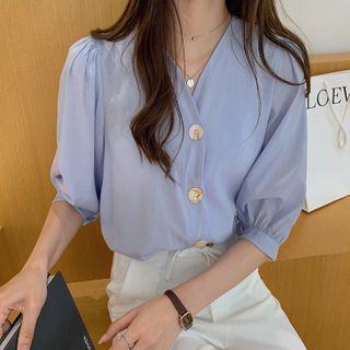Puff-sleeve Buttoned Shirt