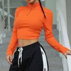 Half Zip Long-sleeve Crop Top