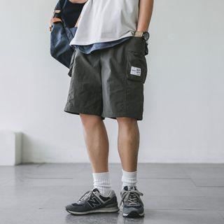 Lettering Patch Wide Leg Cargo Shorts