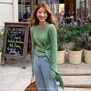 Rib Knit Top With Self Tie