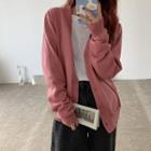 Button-up V-neck Cardigan Pink - One Size