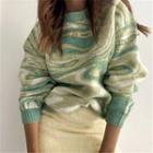 Tie-dyed Loose Fit Sweater Green - Free Size