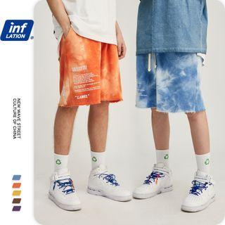 Unisex Tie-dyed Lettering Shorts