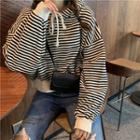 Striped Hooded Oversize Long-sleeve T-shirt