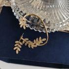 Rhinestone Leaf Dangle Earring Set - Silver Stud - Gold - One Size