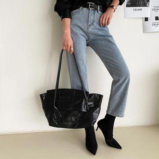 Washed High-rise Straight-leg Jeans