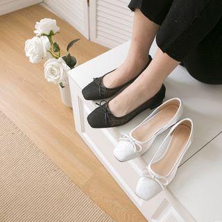 Mesh Panel Block-heel Pumps