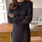 Round-neck Ribbed Maxi Knit Dress