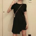 Asymmetric Hem Short-sleeve T-shirt Dress