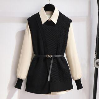 Set: Plain Sweater + Shirt