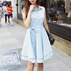 Sleeveless Bow-tied Shirtdress