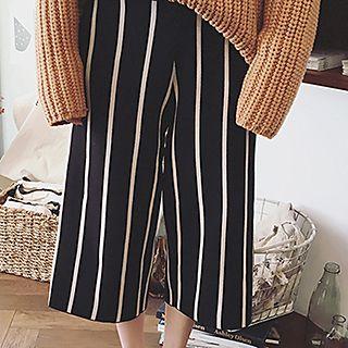 Cropped Striped Wide Leg Pants