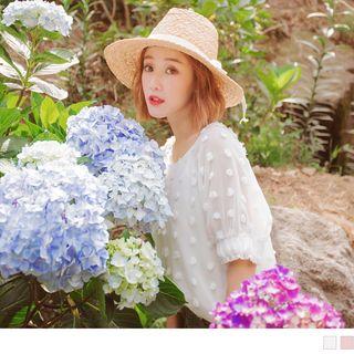 3d Dot Short Sleeve Mesh Top