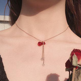 Stainless Steel Gourd Pendant Necklace Rose Gold - One Size