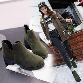 Low-heel Stitched Zip-back Shoe Boots