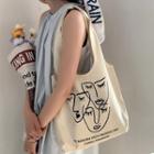 Face Print Canvas Tote Bag Off-white - One Size