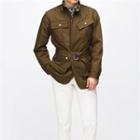 Stand-collar Military Jacket With Belt