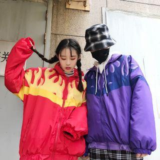 Couple Matching Fire Zip Padded Jacket