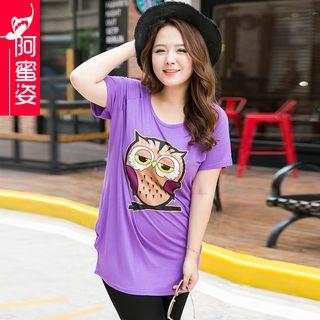 Owl Print Short Sleeve Tunic