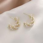 Faux Pearl Open Hoop Earring 1 Pair - Faux Pearl - Gold - One Size