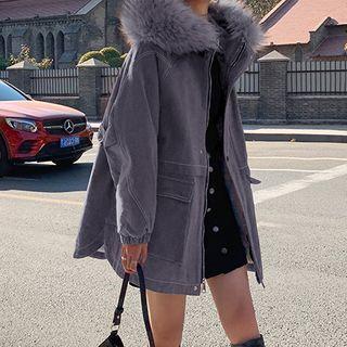 Faux Fur Trim Zip Coat