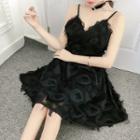 Spaghetti-strap Fringed A-line Dress