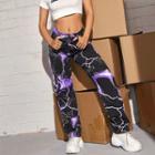 Lightning Print Straight Leg Jeans