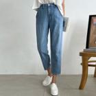 Pintuck Cropped Loose-fit Jeans