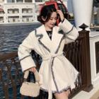 Frayed Notch Lapel Tie-waist Coat