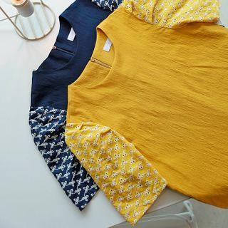 Lace-sleeve Linen Blend Shift Dress