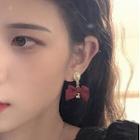 Bow Alloy Dangle Earring 1 Pair - 925 Silver Needle - Red - One Size