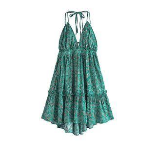 Halter Floral Smock Dress
