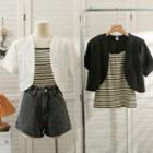 Set: Striped Camisole Top + Open-front Light Jacket