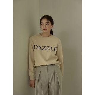 Padded-shoulder Letter Embroidered Sweatshirt