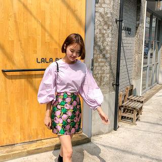 Balloon-sleeve Colored Top