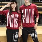 Set: Couple Matching Striped Pullover + Sweatpants