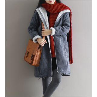 Hooded Corduroy Fleece-lined Jacket