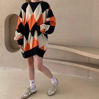 Argyle Sweater Tangerine - One Size
