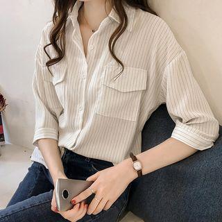 Pinstriped Pocket Detail Blouse