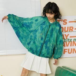 Dye Print Hooded Zip Jacket Dye Print - Green - S