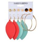 Set Of 6: Ear Stud + Drop Earring Er084 - Set - Gold - One Size