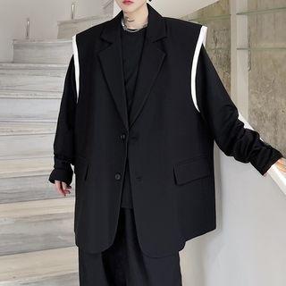 Notch Lapel Two Button Contrast Trim Vest